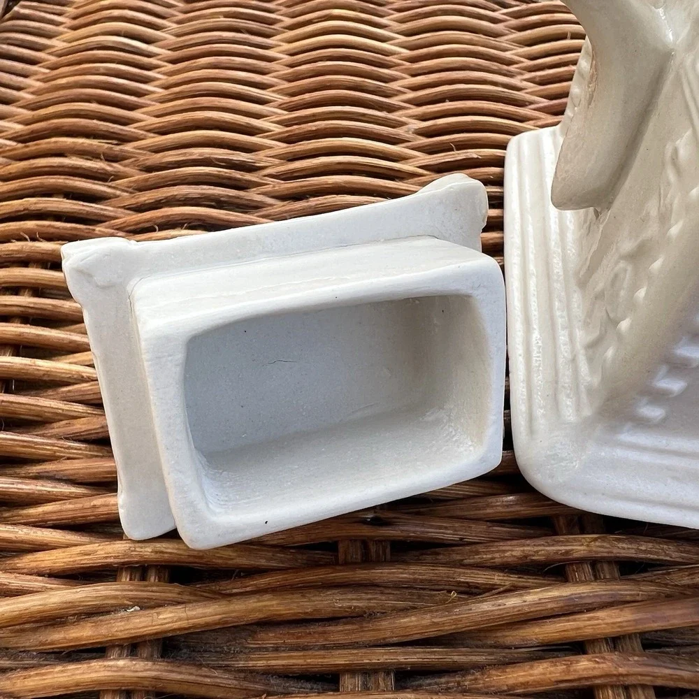 MMA‎ English Staffordshire White Salt Glazed House Form Teapot Vintage